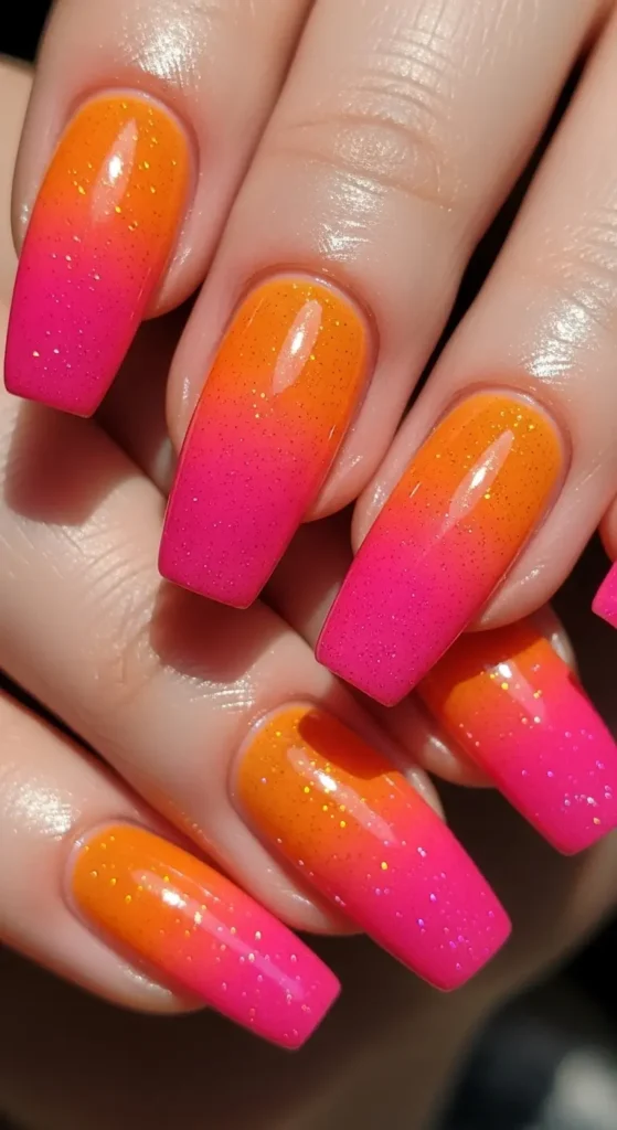 sunset ombre spring nails